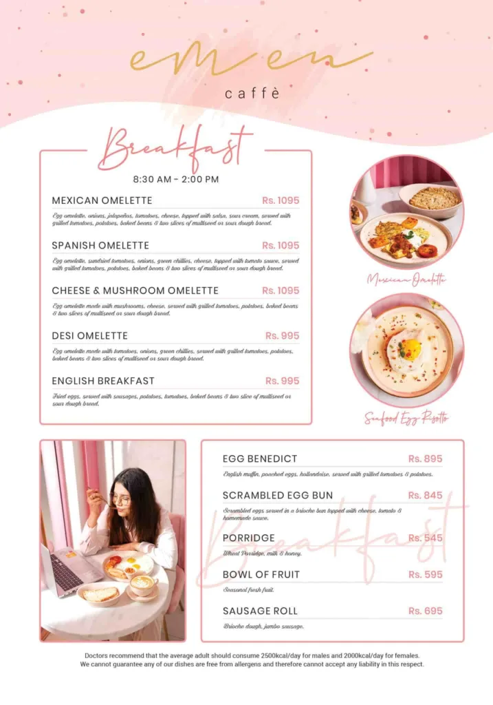 Em En Cafe Islamabad Menu 2023 | Amazing Pink Wonderland