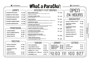 what a paratha menu