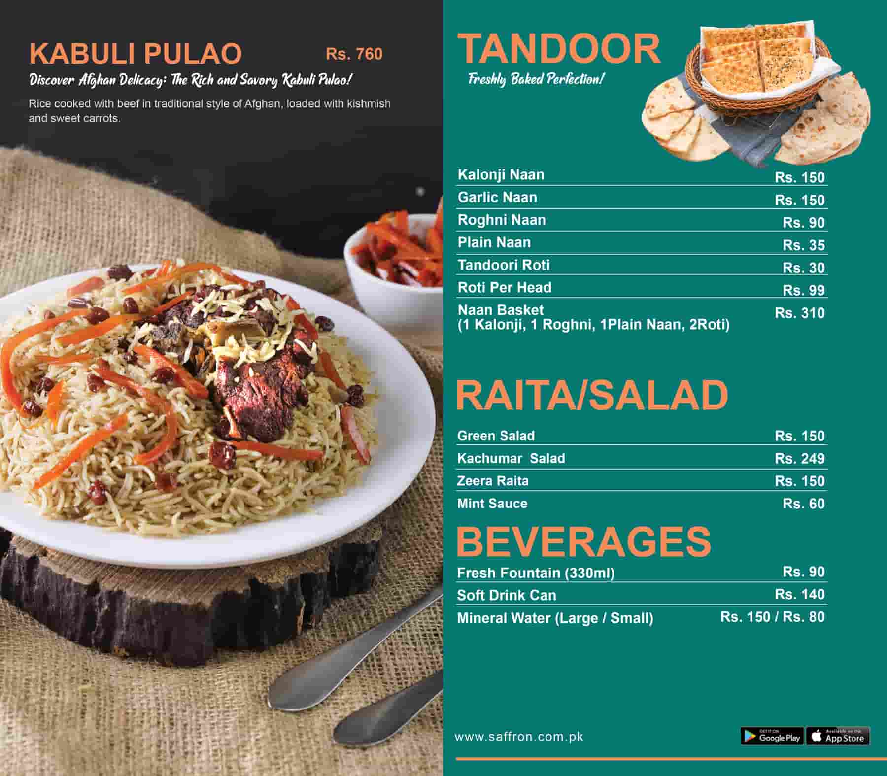 Saffron Foodies Menu 